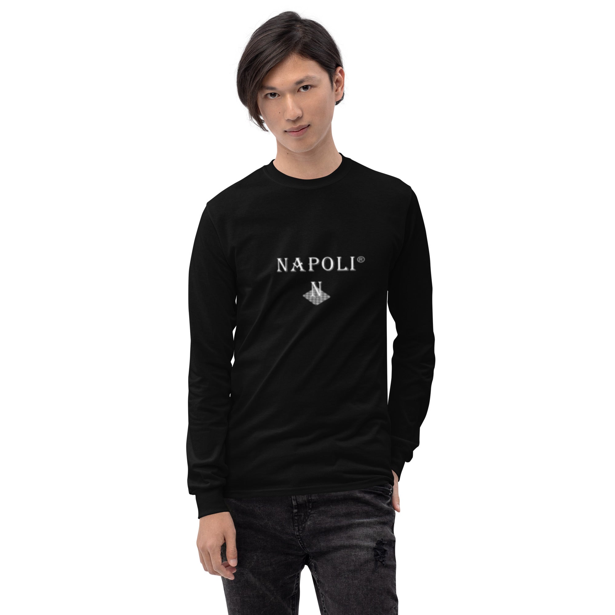 Front view of the Napoli Classic Brand Black Long Sleeve Shirt